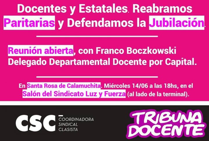 Reunión abierta para debatir situación docente y estatal