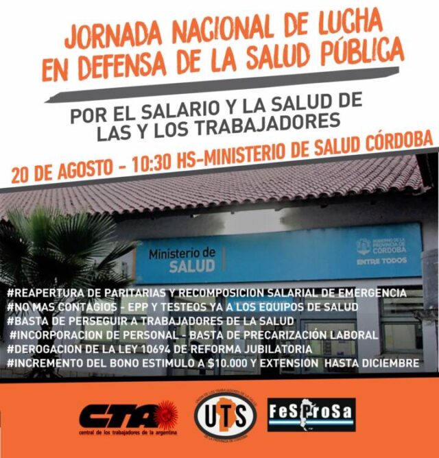 Desde Calamuchita se suman a la Jornada Nacional de Lucha en Defensa de la Salud Pública-La Ola Digital