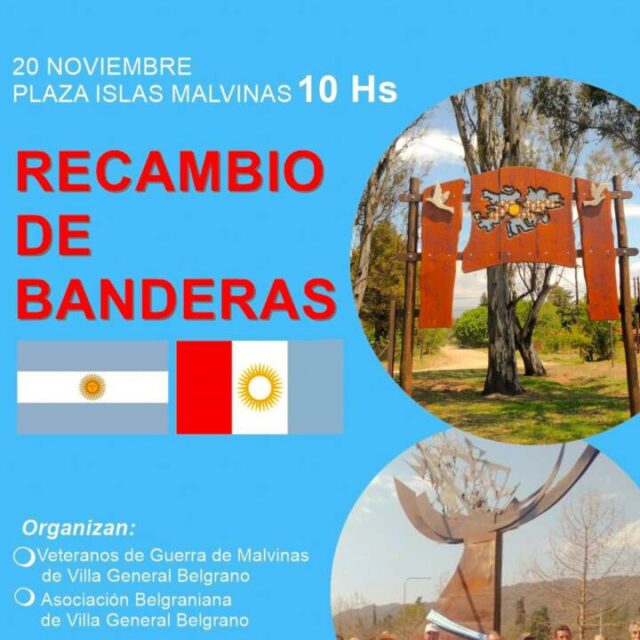 Mañana la Plaza Islas Malvinas de Villa General Belgrano tendrá su recambio de banderas-La Ola Digital