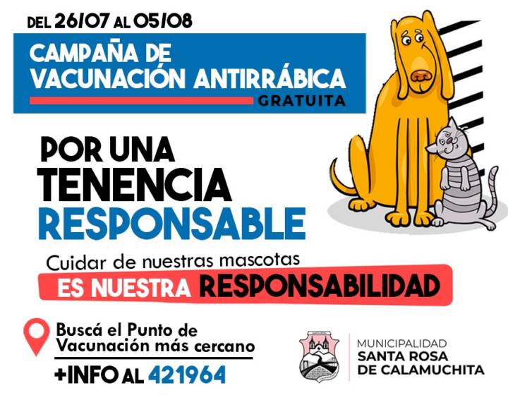 Santa Rosa de Calamuchita impulsa una campaña de vacunación antirrábica-La Ola Digital