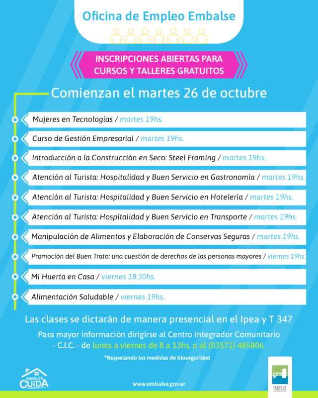 La Oficina de Empleo de Embalse abre las inscripciones a múltiples cursos-La Ola Digital
