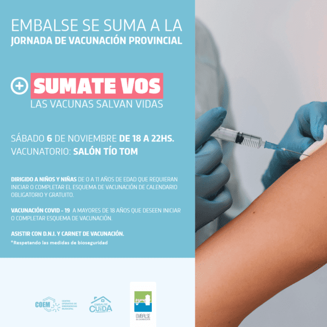Embalse se suma a la jornada de vacunación provincial el próximo sábado-La Ola Digital