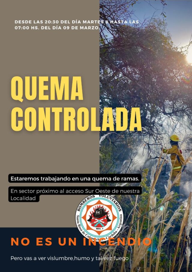 Nueva quema controlada en Santa Rosa de Calamuchita-La Ola Digital