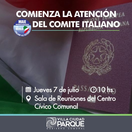 Mañana comienza a atender el Comité Italiano en Villa Ciudad Parque-La Ola Digital