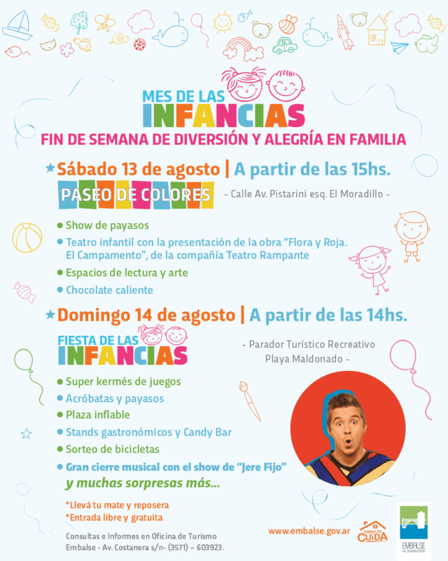 Con distintas propuestas, este fin de semana Embalse sigue celebrando el Mes de las Infancias-La Ola Digital