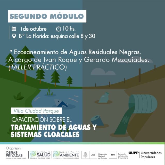 Sigue la capacitación sobre "Tratamiento de aguas residuales y sistemas cloacales" en Villa Ciudad Parque-La Ola Digital