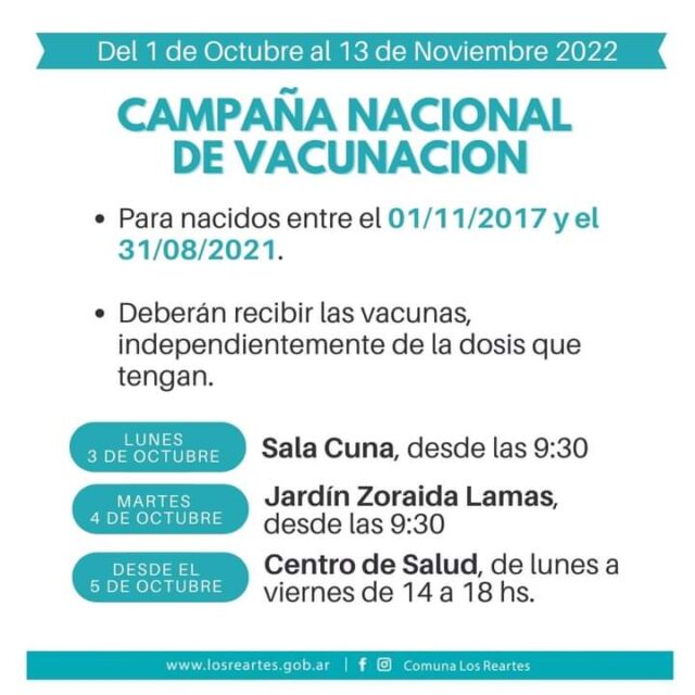 Campaña de vacunación en Los Reartes