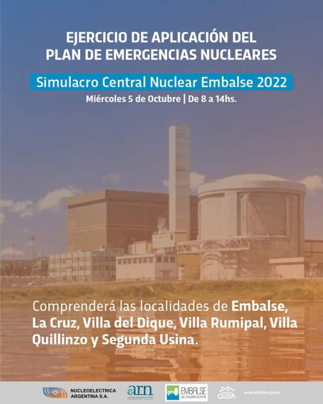 En octubre se llevará a cabo el "Simulacro Central Nuclear Embalse 2022"-La Ola Digital