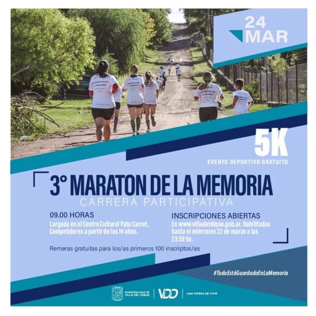 Maratón de la Memoria en Villa del Dique