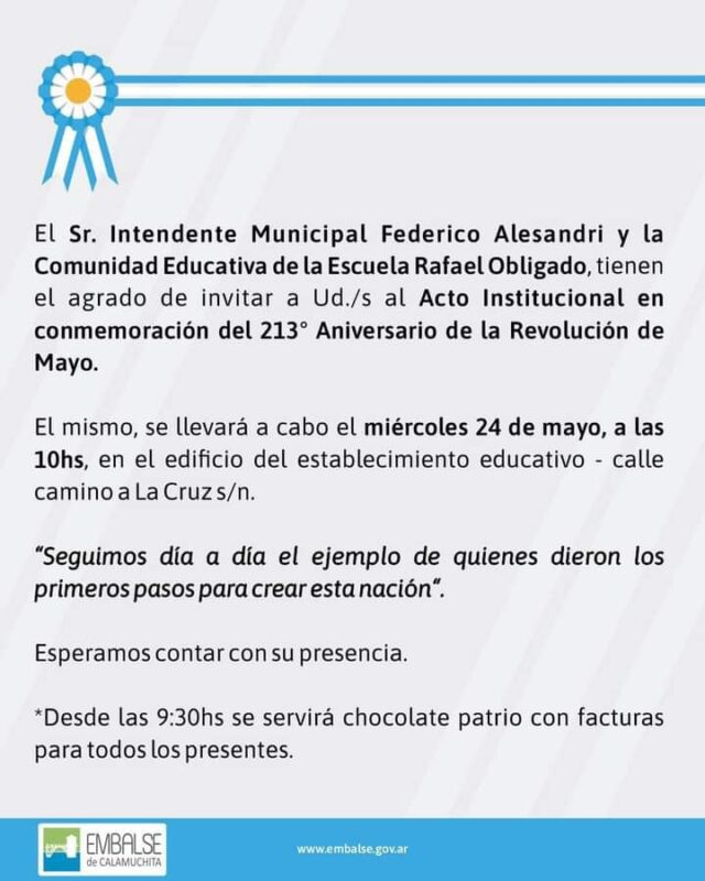 Revolución de Mayo en Embalse