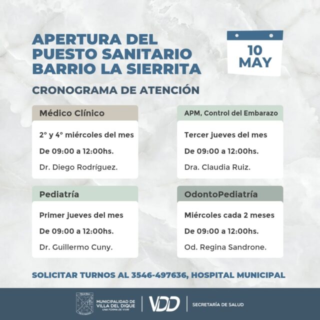 Villa del Dique: apertura de puesto sanitario