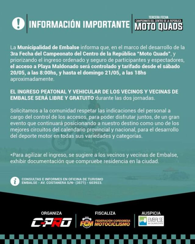 Embalse se prepara para el campeonato de Moto Quads