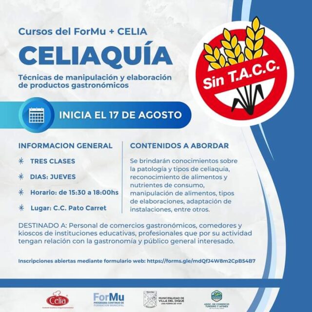 Villa del Dique: cursos de celiaquía