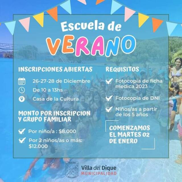 Escuela de verano en Villa del Dique