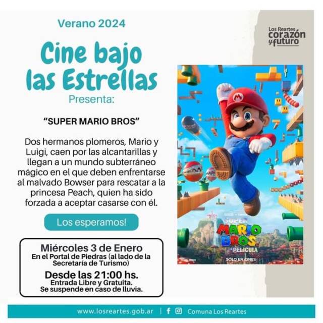 Cine bajo las estrellas en Los Reartes