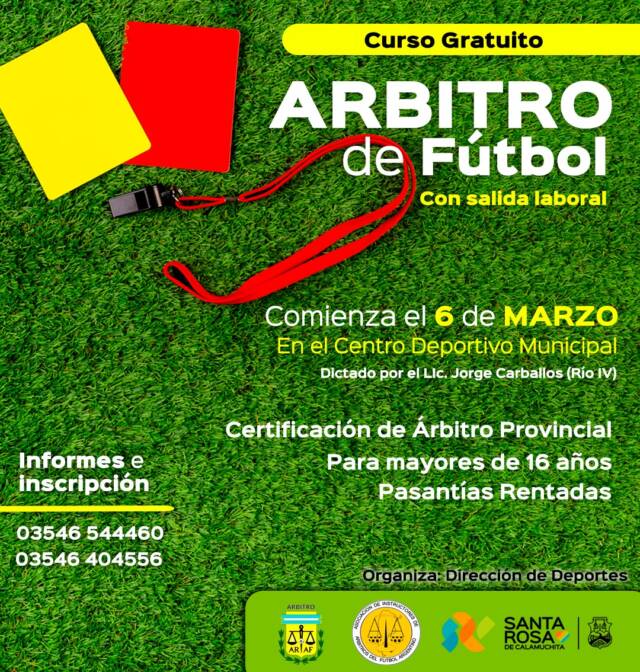 Curso Gratuito de Arbitro de Fútbol en Santa Rosa