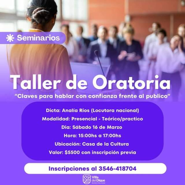 Villa del Dique: inscripciones para el Taller de Oratoria