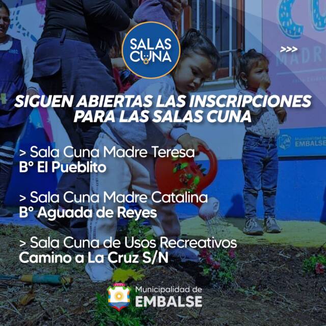 Están abiertas las inscripciones en las Salas Cuna de Embalse-La Ola Digital