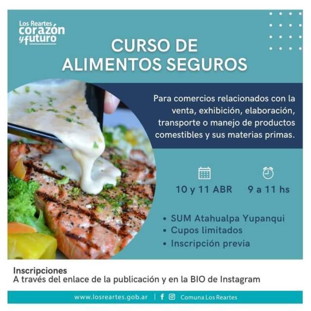Los Reartes: cursos de alimentos seguros