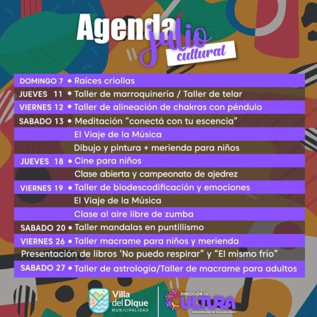 Villa del Dique: agenda cultural de julio