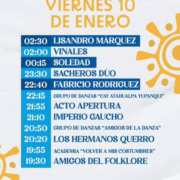 Grilla del festival "Un canto a la Vida" de Embalse