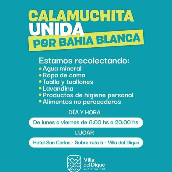 Gran colecta calamuchitana para Bahía Blanca