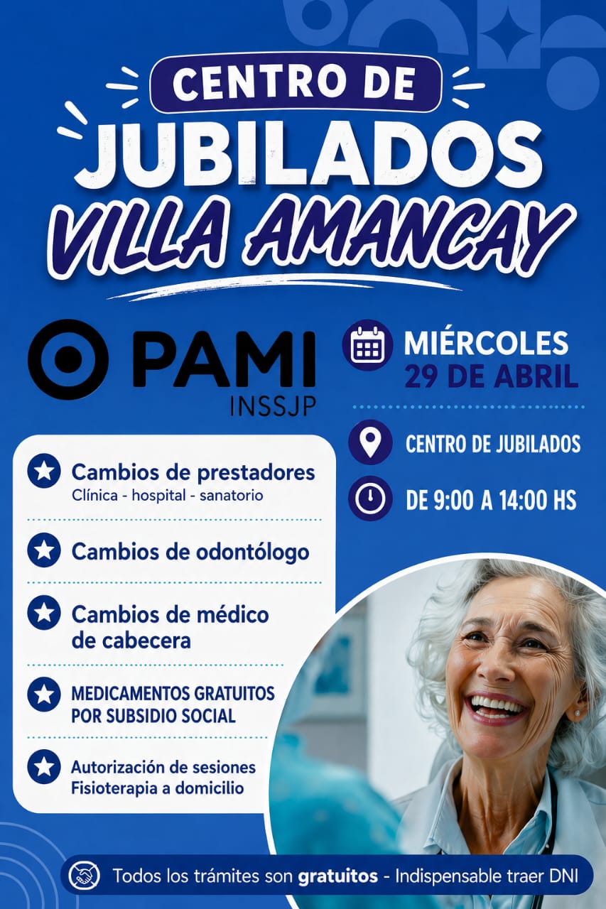 PAMI realizará un operativo de atención en Villa Amancay para jubilados y pensionados-La Ola Digital
