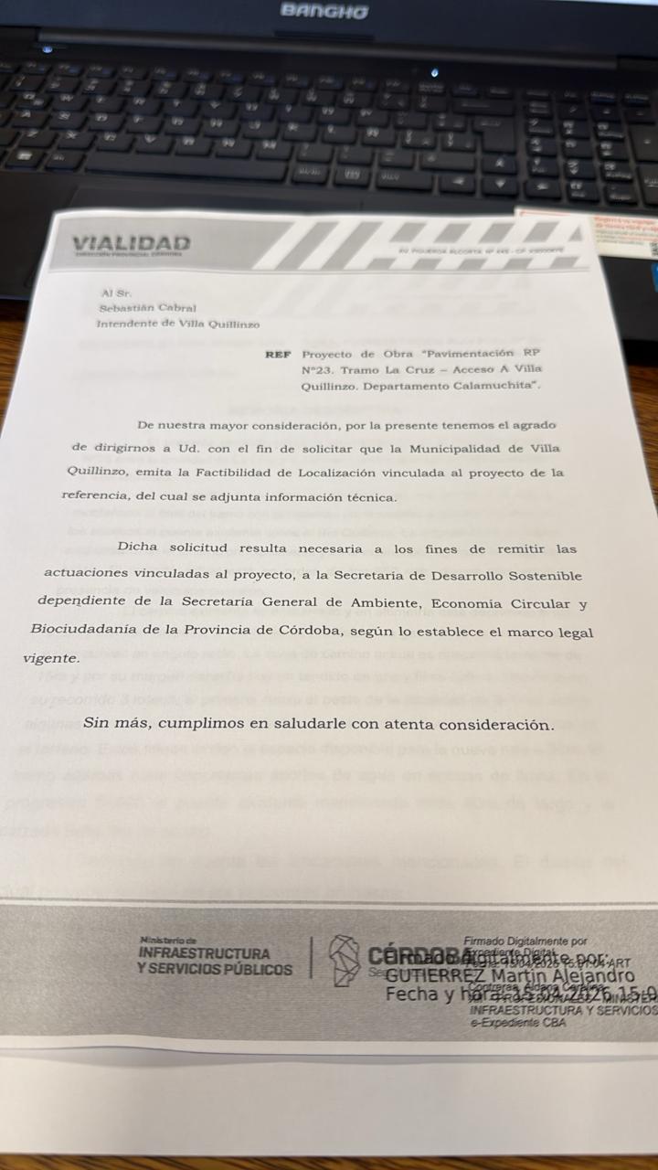 Avanza el proyecto para pavimentar la Ruta Provincial 23 entre La Cruz y Villa Quillinzo-La Ola Digital