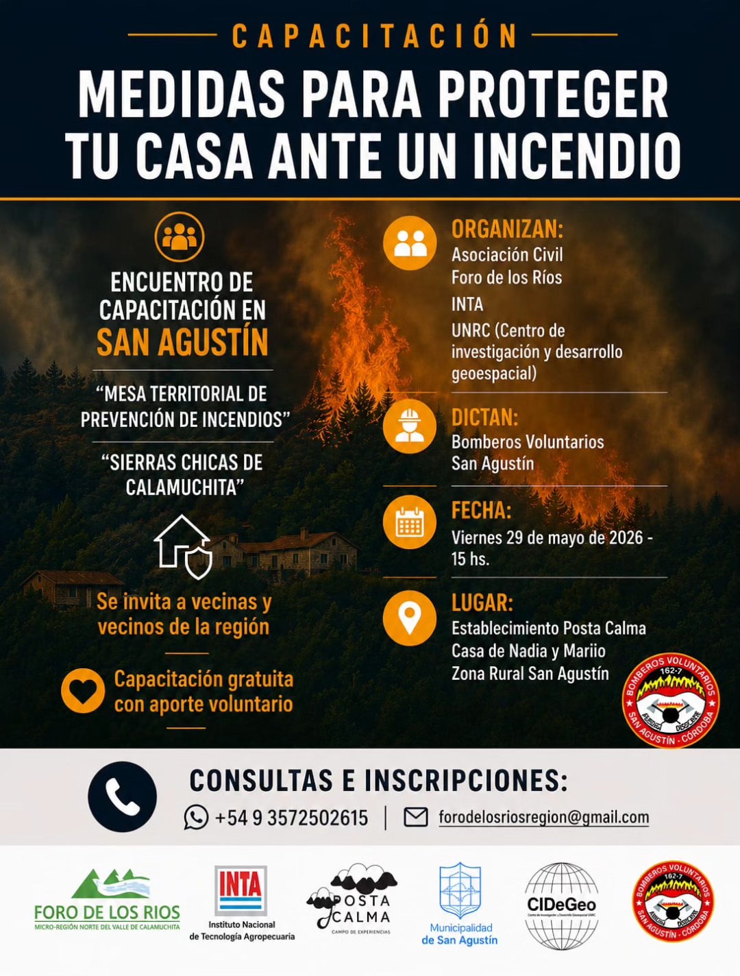 Capacitación en San Agustín para aprender a proteger viviendas ante incendios forestales-La Ola Digital