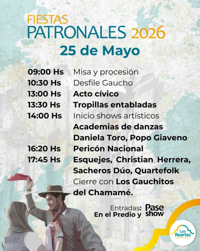 Las Fiestas Patronales de Los Reartes continúan este 25 de Mayo-La Ola Digital
