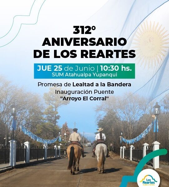 Los Reartes celebrará su 312° aniversario con actos protocolares e inauguración de una importante obra