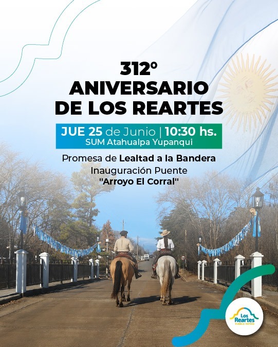 Los Reartes celebrará su 312° aniversario con actos protocolares e inauguración de una importante obra-La Ola Digital