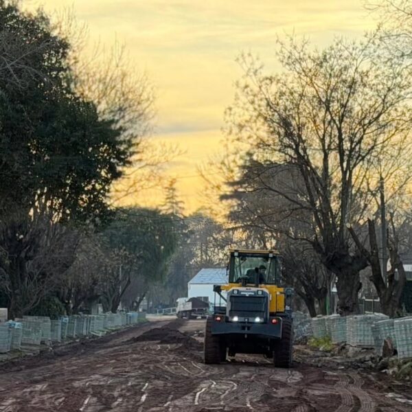 Villa del Dique avanza con el adoquinado de calle Sarmiento