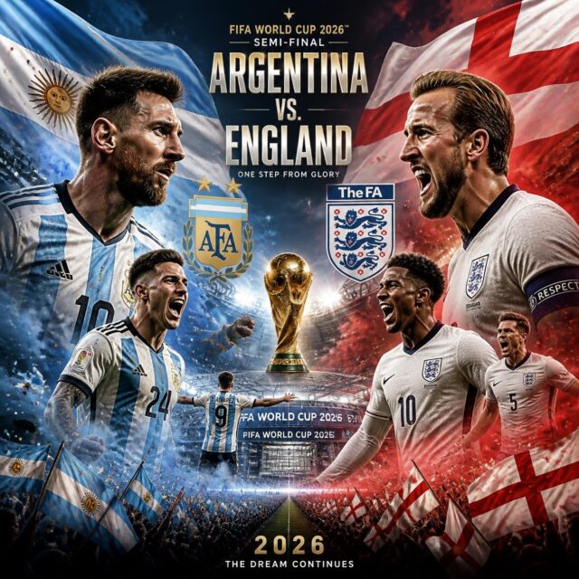 haceme una imagen para el enfrentamiento de argentina vs. inglaterra en las semifinales del mundial-La Ola Digital