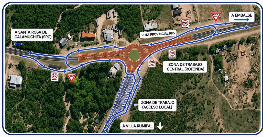 Nueva circulación provisoria en el acceso a Villa Rumipal-La Ola Digital