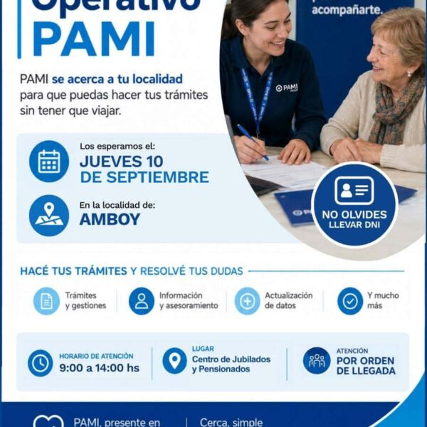 Amboy: operativo PAMI este jueves