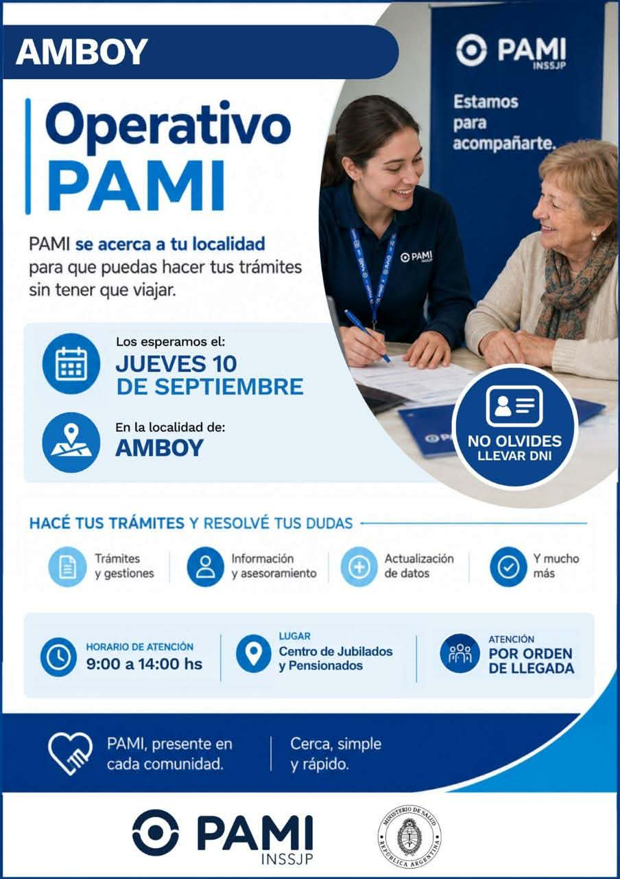 Amboy: operativo PAMI este jueves-La Ola Digital